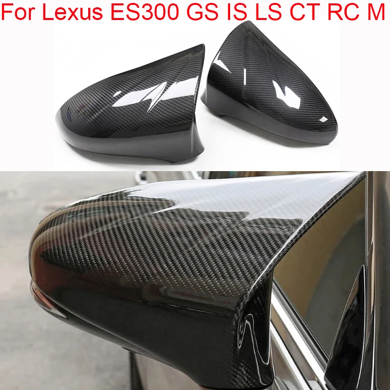 

For Lexus ES300 GS IS LS CT RC M Real Dry Carbon Fiber Ox Horn Style Rear View Side Mirror Cover RHD Style Car Accessories