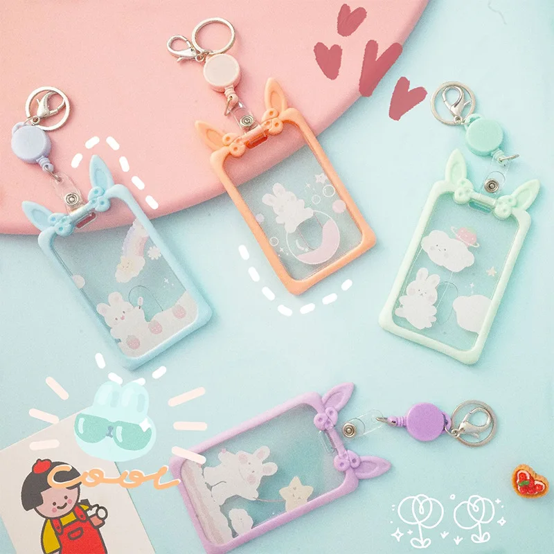 Женский Прозрачный чехол с выдвижными карманами для карт студентов милым