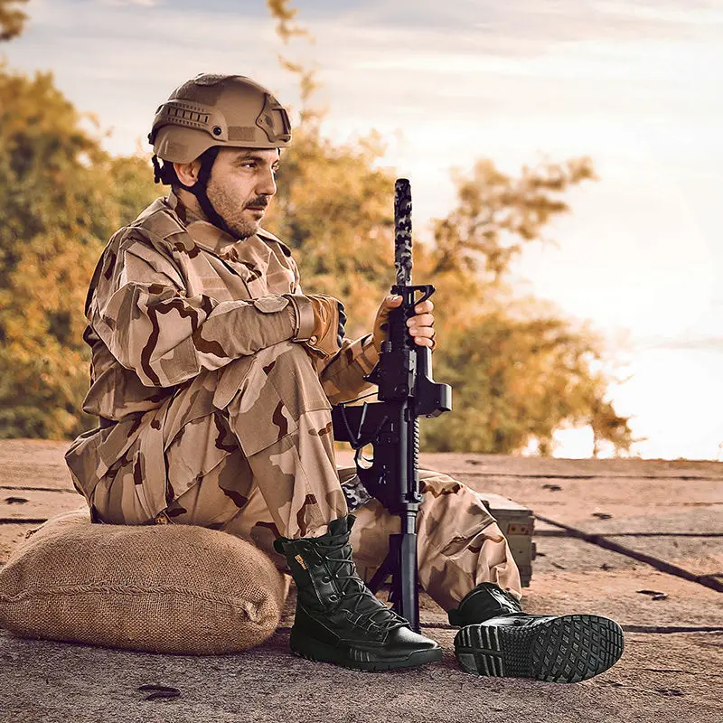 Murah 2021 Tinggi Kualitas Merek Militer Sepatu Bot Kulit Pasukan Khusus Taktis Gurun Tempur Pria Luar Ruangan Sepatu Semata Kaki