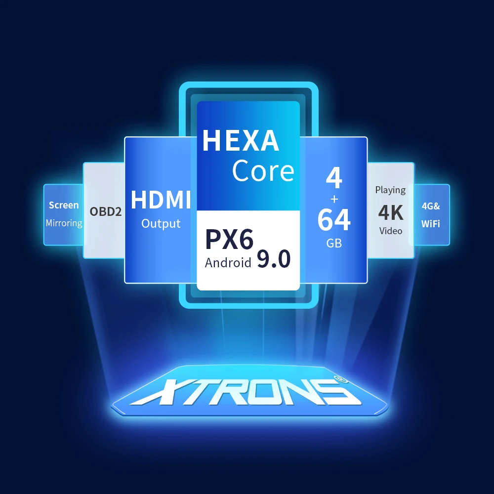 XTRONS Универсальный 2 din 7 'ɺndroid 9 0 гекса core 4 Гб Оперативная память 64 Встроенная