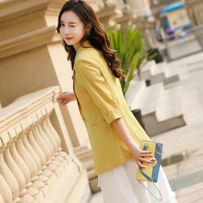 Lenshin полосатая куртка для женщин с карманами женская повседневная стильная