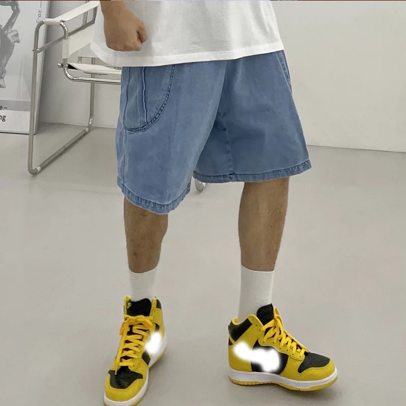 2021 Korean Version Of The Summer New High Street Trend Washed Denim Shorts Casual Sports Loose Five-Point Pants