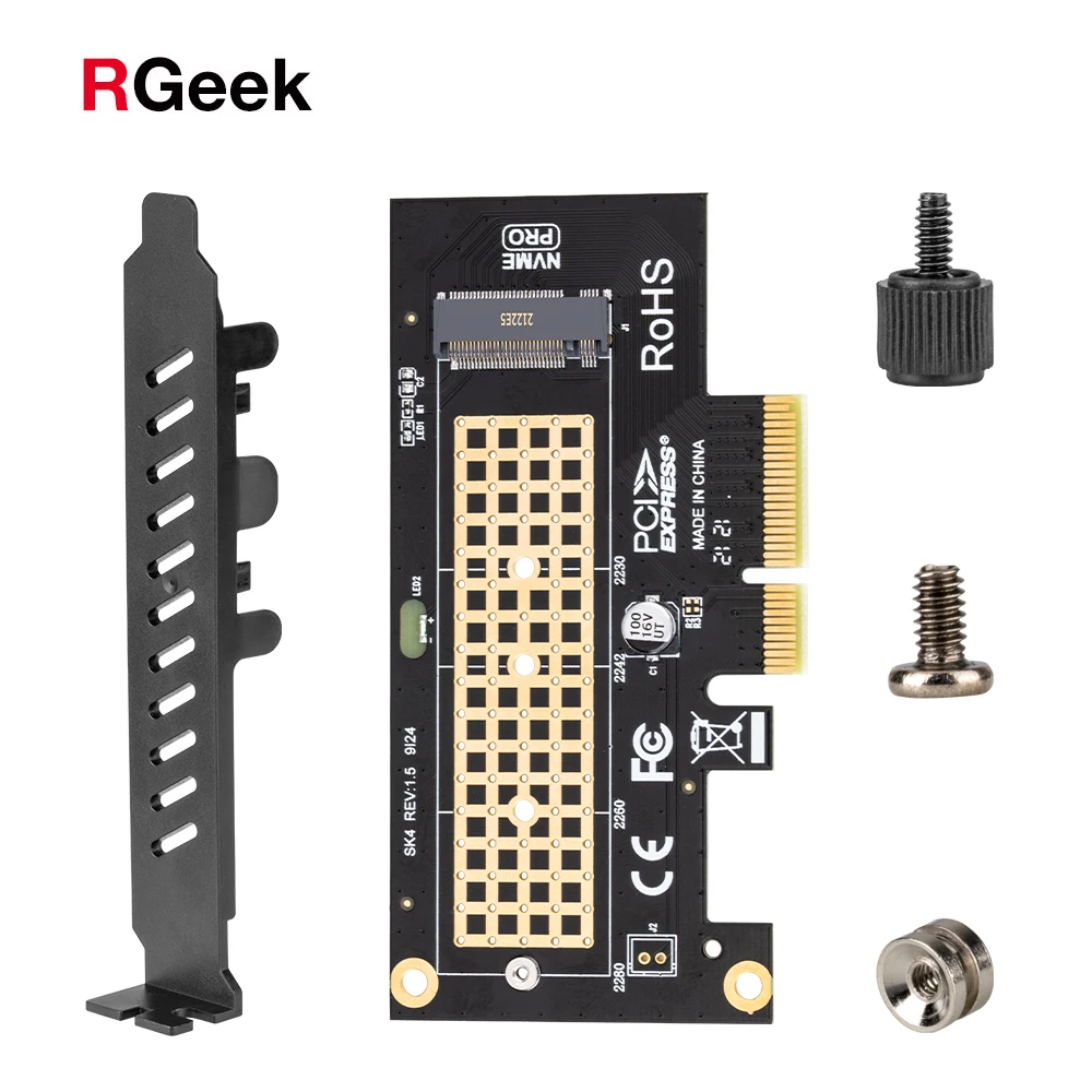 RGEEK M.2 NVMe SSD NGFF TO PCIE X4 adapter M Key interface card Suppor PCI Express 3.0 x4 2230-2280 Size m.2 FULL SPEED good | Компьютеры