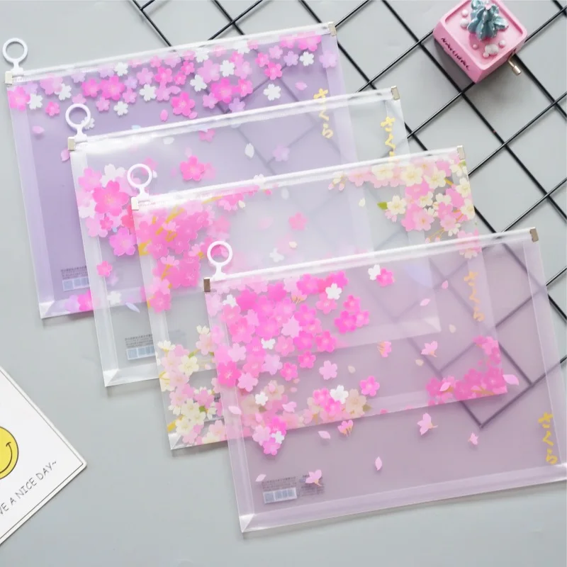 Cherry Blossom серия A4 прозрачная абразивная Сумка-файл для документов, сумка, папка, канцелярские принадлежности