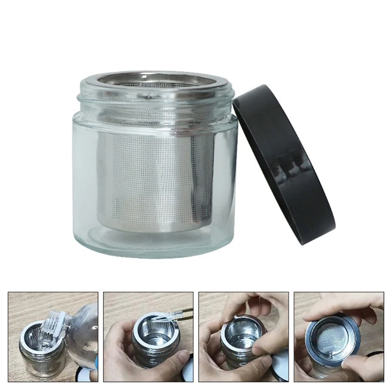 

Diamond Washing Cup Gemstone Cleaning Glass Jar Bottle with Metal Sieve Cleaner