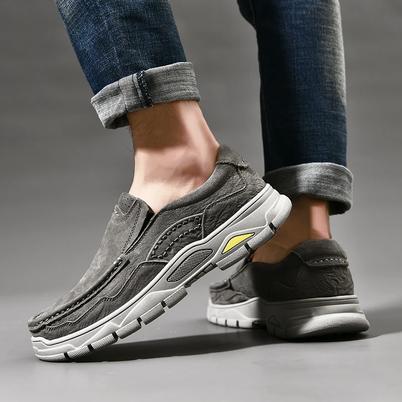 

genuine Leather Shoes Men Slip On casual Boat Walking Footwear Chaussures Hommes outdoor Man Moccasins Men Loafers Flats