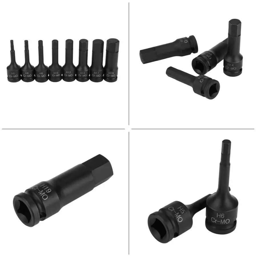 8Pcs 1/2" Inch Drive Air Allen Hex Key Bit Socket Set H5-H19 Automobile Car Repair Tool tools for the car | Автомобили и