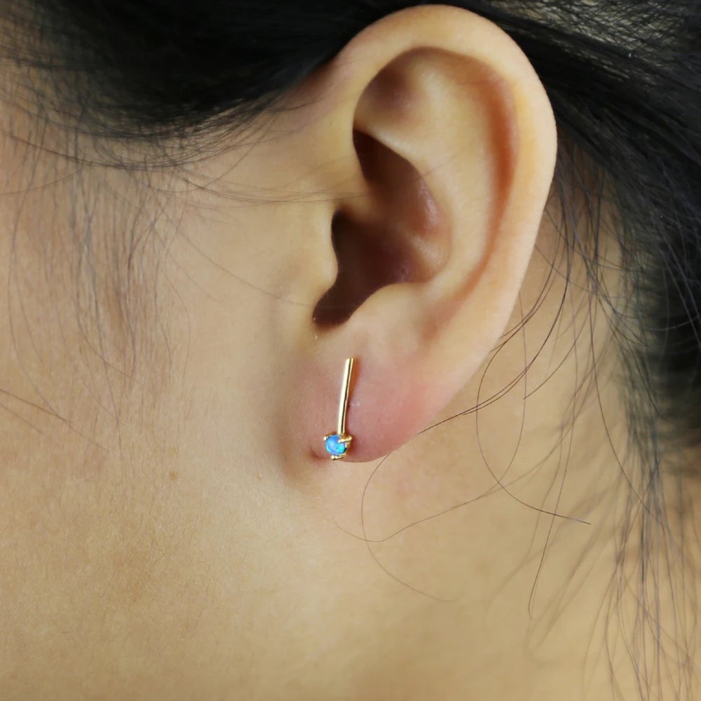 100% 925 серебро мини бар серьги гвоздики в виде капель с кристаллами форме для