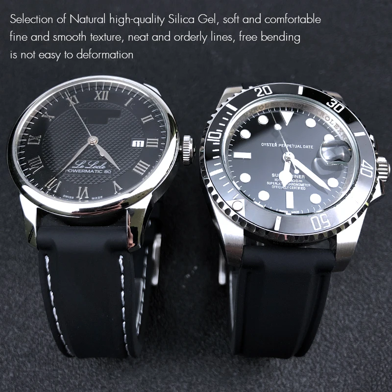 Ремешок силиконовый для часов Seiko SKX Omega Tissot Breitling Гамильтон мягкий спортивный