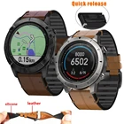 Ремешок для Garmin Fenix 6 6XPro 5 5X Plus 3HR 935 MK2 D2, быстросъемный браслет из силикагеля и кожи для наручных часов, 26 22 мм