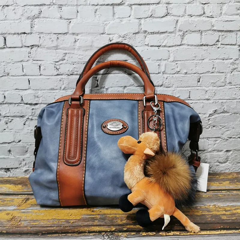 Blue and Camel Новая женская сумка из искусственной кожи, модный отдых большая вместимость, сумка-пельмень, сумка на одно плечо, кофе, белый, синий, темно-синий - Цвет: Blue and Camel
