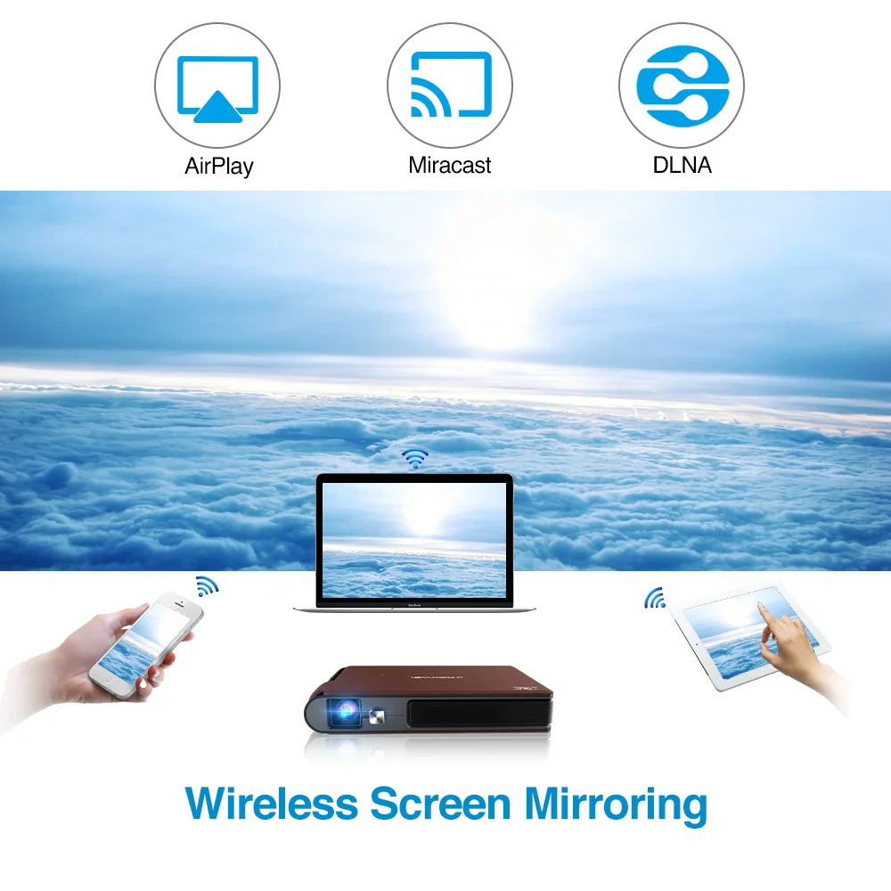 CAIWEI S6W 3600 люмен Карманный Wi Fi мини HD DLP аккумулятор поддержка 1080P Airplay 3D маленький