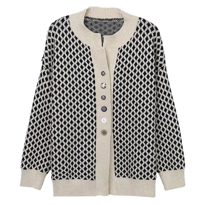 Осенне-зимний повседневный черный кардиган больших размеров женский новый