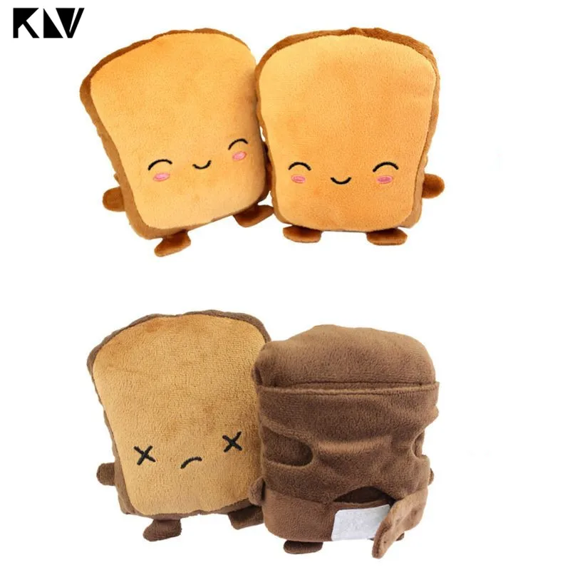 

Women Girl Cute Toast Bread Embroidery Face Hand Warmer USB Heating Half Finger Gloves Adjustable Winter Thick Fingerless Mitten