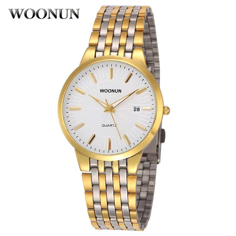 

Classic Hodinky WOONUN Top Brand Luxury Watches Men Waterproof Shockproof Silver Steel Quartz Watches Ultra Thin Wrist Watches