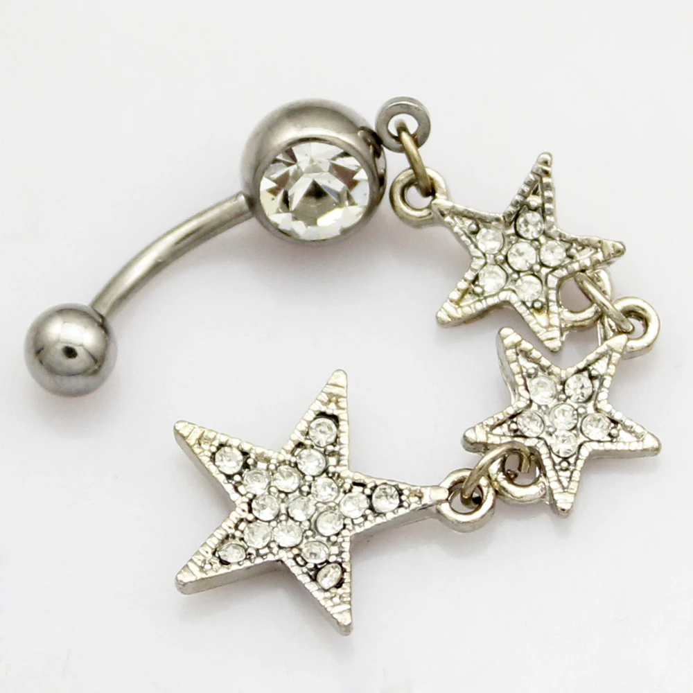 Кольцо для пирсинга пупка со стразами и звездами|Украшения тела| |