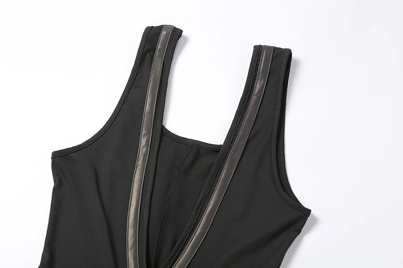 

Sexy Deep V Neck Reflective Body Rompers Womens Jumpsuit Black Fitness Sleeveless Leggings Sportswear Bodycon Jumpsuit Women