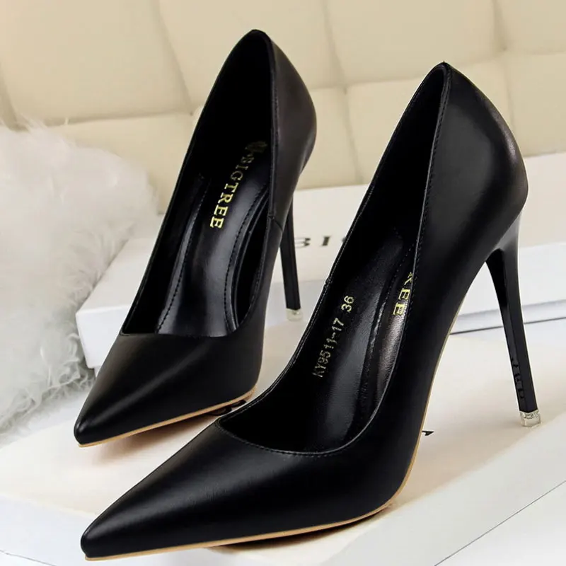 

Fashionable Candy Color Women's High Heels Shoes Shallow Mouth Sexy Soft Leather Women Pumps Show Thin Office Women's Shoes