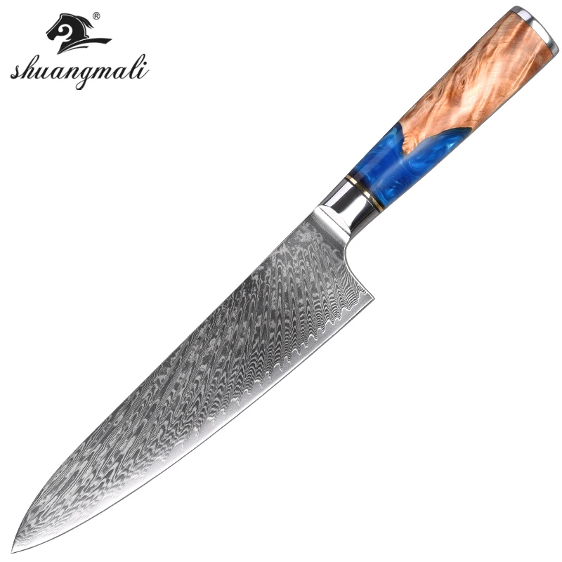 

8 Inch Utility Kitchen Knife VG10 Damascus Steel Chef Knives Gift Box Cleaver Cutting Meat Chef Knife With Wooden Resin Handle