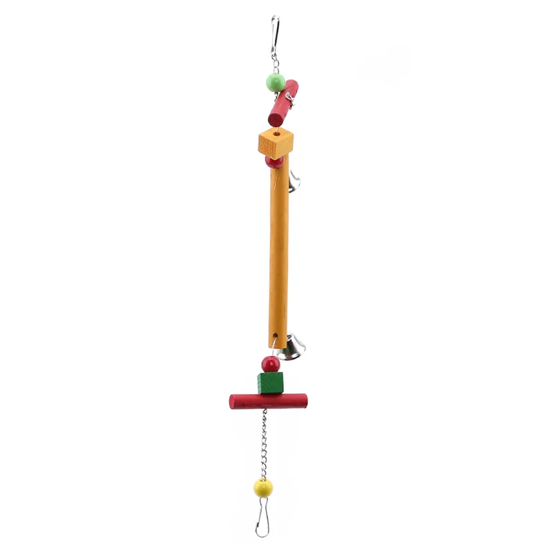 

Pet Birds Swing Chew Bite Toy With Bell Bird Cage Accessories Colorful Hanging Wooden Stand Sticks Racks For Pet Birds Parrot