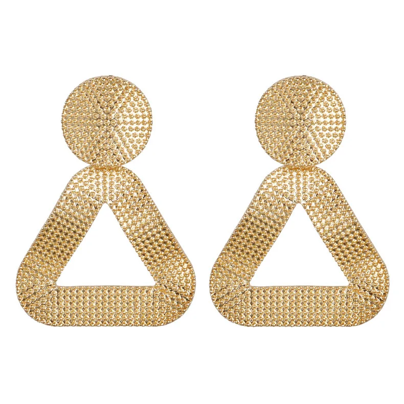 Модные геометрические серьги из сплава с овальной текстурой треугольные