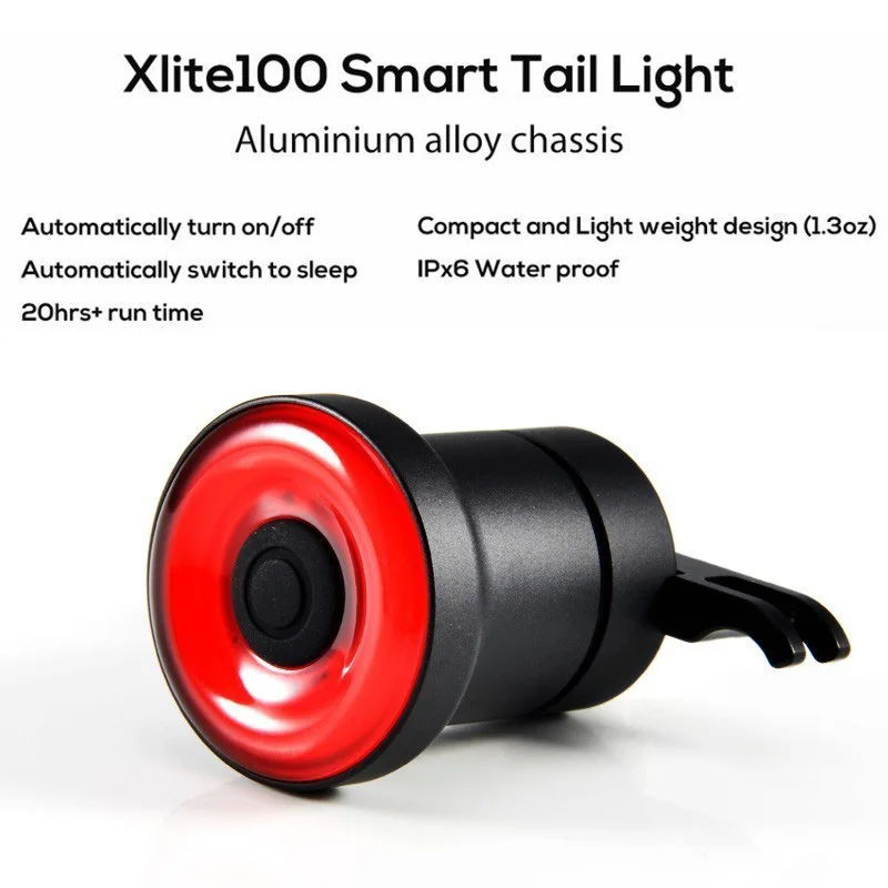 With Saddle Holder XLITE100 светодиодный светильник-вспышка для велосипеда, автоматический запуск/остановка тормоза, зондирование IPx6, водонепроницаемый USB, умный тормозной задний светильник - Цвет: With Saddle Holder