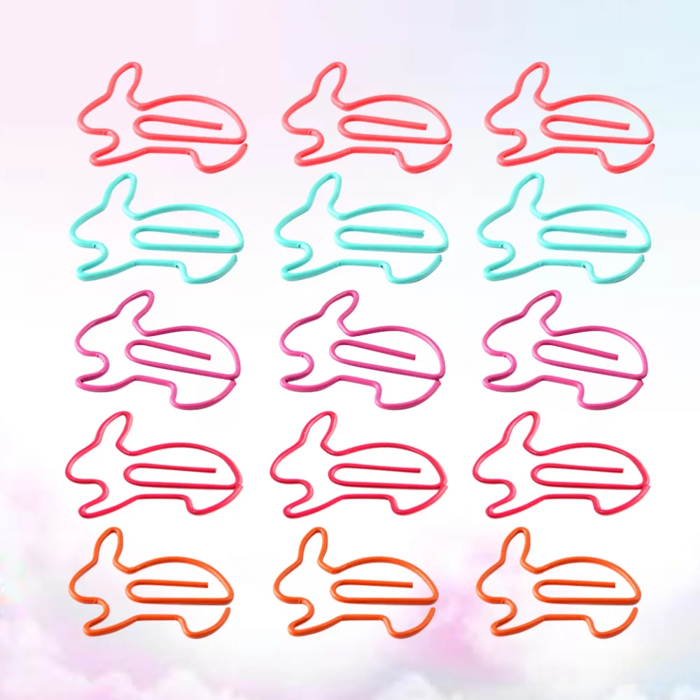 

50Pcs Lovely Rabbit Shaped Clips Paper Clips Creative Note Clips Paper Pin Clip for Party Gift Office Hand Account (Random Color