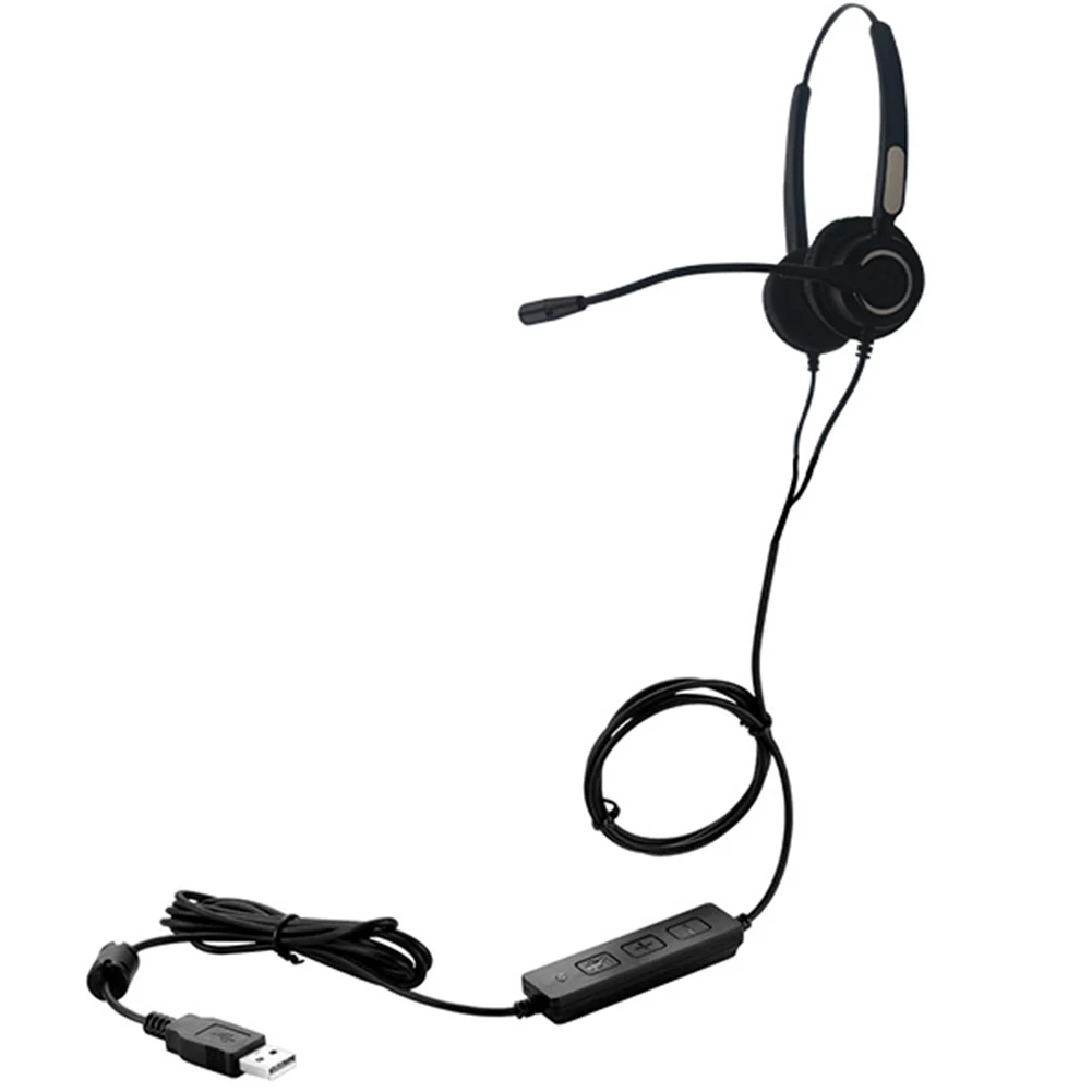 

Деловая шумоподавляющая портативная накладная USB-гарнитура, бесшумная функция для ПК, проводной, регулируемый размер, офисный колл-центр