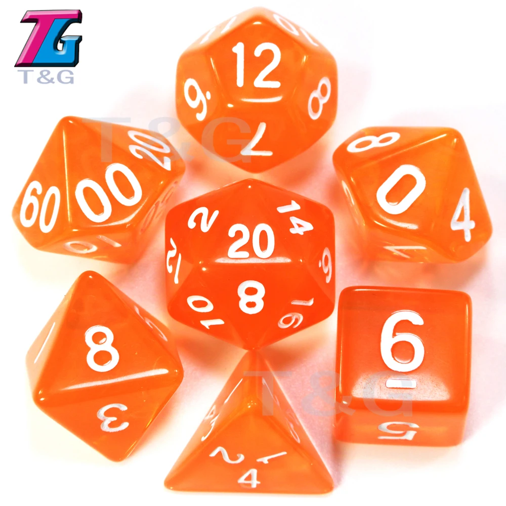 7 шт./компл. T& g многогранник Dados D& D кости с эффект мраморной поверхности, прозрачный D4 D6 D8 D10 D10% D12 D20 игральные кости