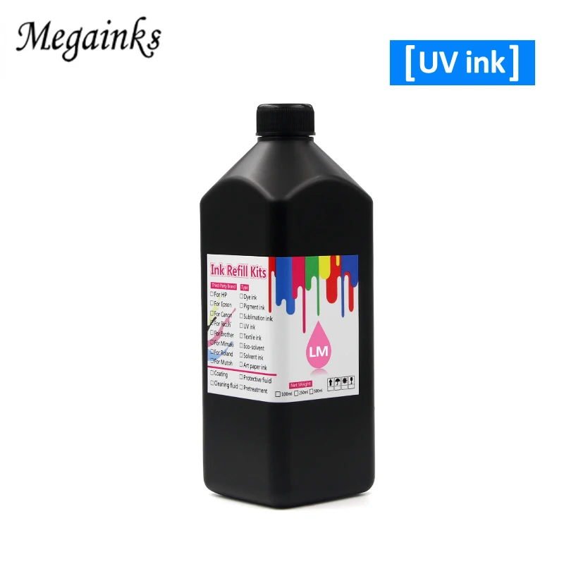 6 видов цветов 1000 мл мягкие/Жесткие светодиодные УФ чернила для Roland Mimaki Mutoh Epson DX3 DX4