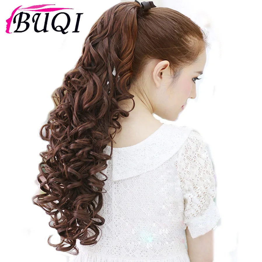 Длинные волнистые волосы для конского хвоста BUQI термостойкие накладные на