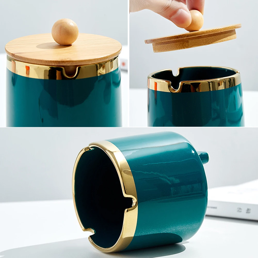 

Nordic Phnom Penh Round Ceramic Ashtray Modern Home Decor Accessory Office Home Portable Ashtray Creative Tall Ashtray with Lid