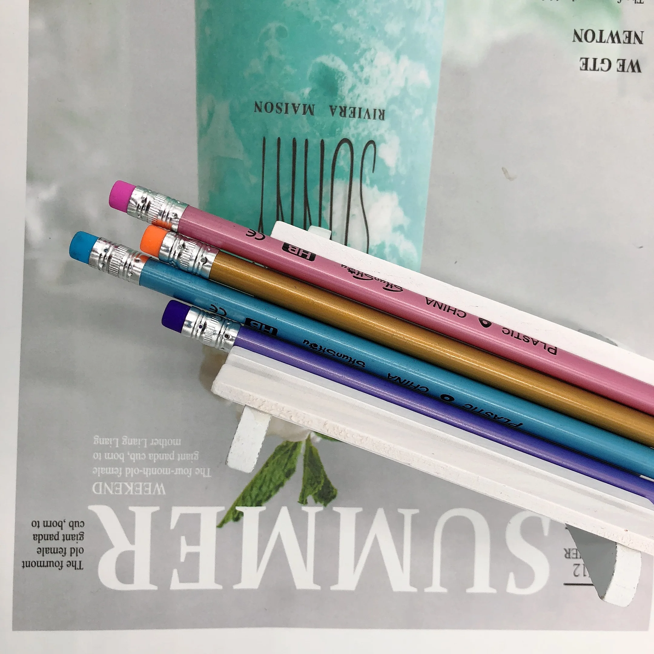 Цилиндрический карандаш 12 шт./лот HB хорошего качества карамельных цветов простой