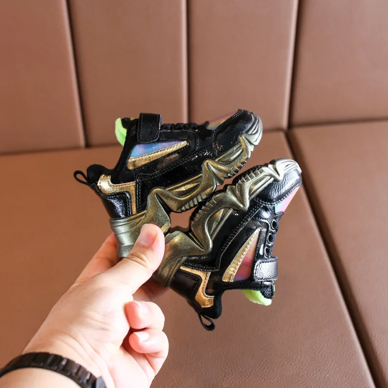 DIMI Winter Children Shoes Boys Girls Sport Shoes Short Plush Baby Sneakers Waterproof Non-slip Warm Kids Shoes Size 21-25