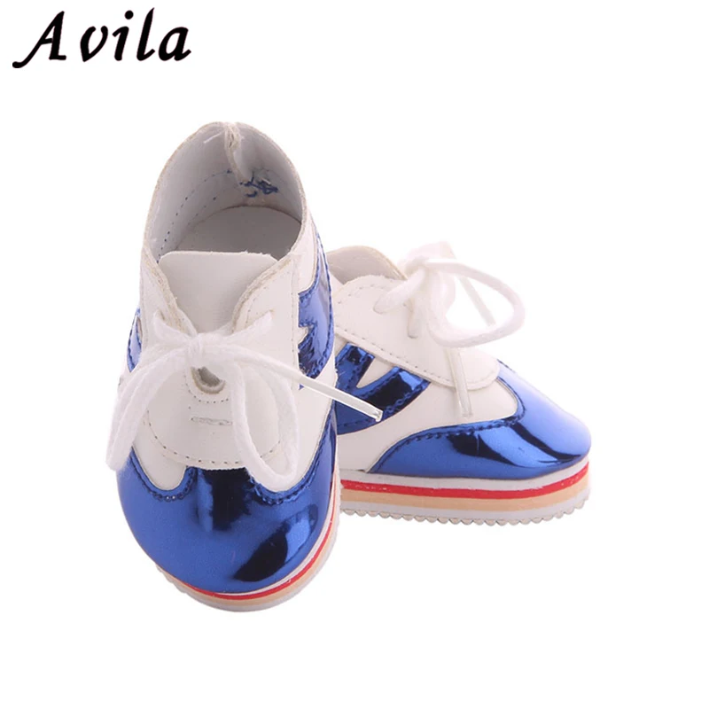 18 &quotкукольная обувь 7 см мягкая спортивная Высокое качество Глянцевая блестящая