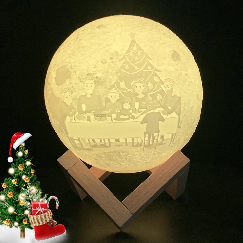 Рождественский подарок индивидуальная Лунная лампа фотография текстовый узор