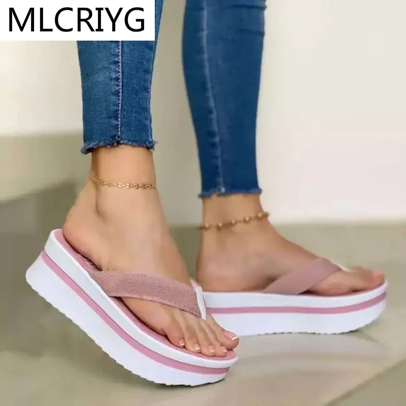 

Summer Women Slippers 2021 Fashion Light Open Toe Casual Women's Shoes Comfortable Wedges Outdoor Pinch Flip-Flop Women Sandals