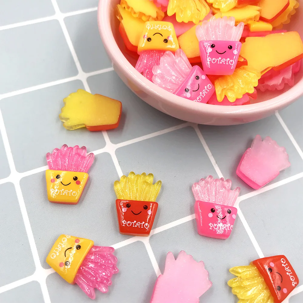 50 шт. блестящий кабошон с плоской спинкой картофель фри украшение для телефона