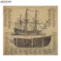 ancient warship map kraft paper poster wall sticker decorative painting household products 57x52cm