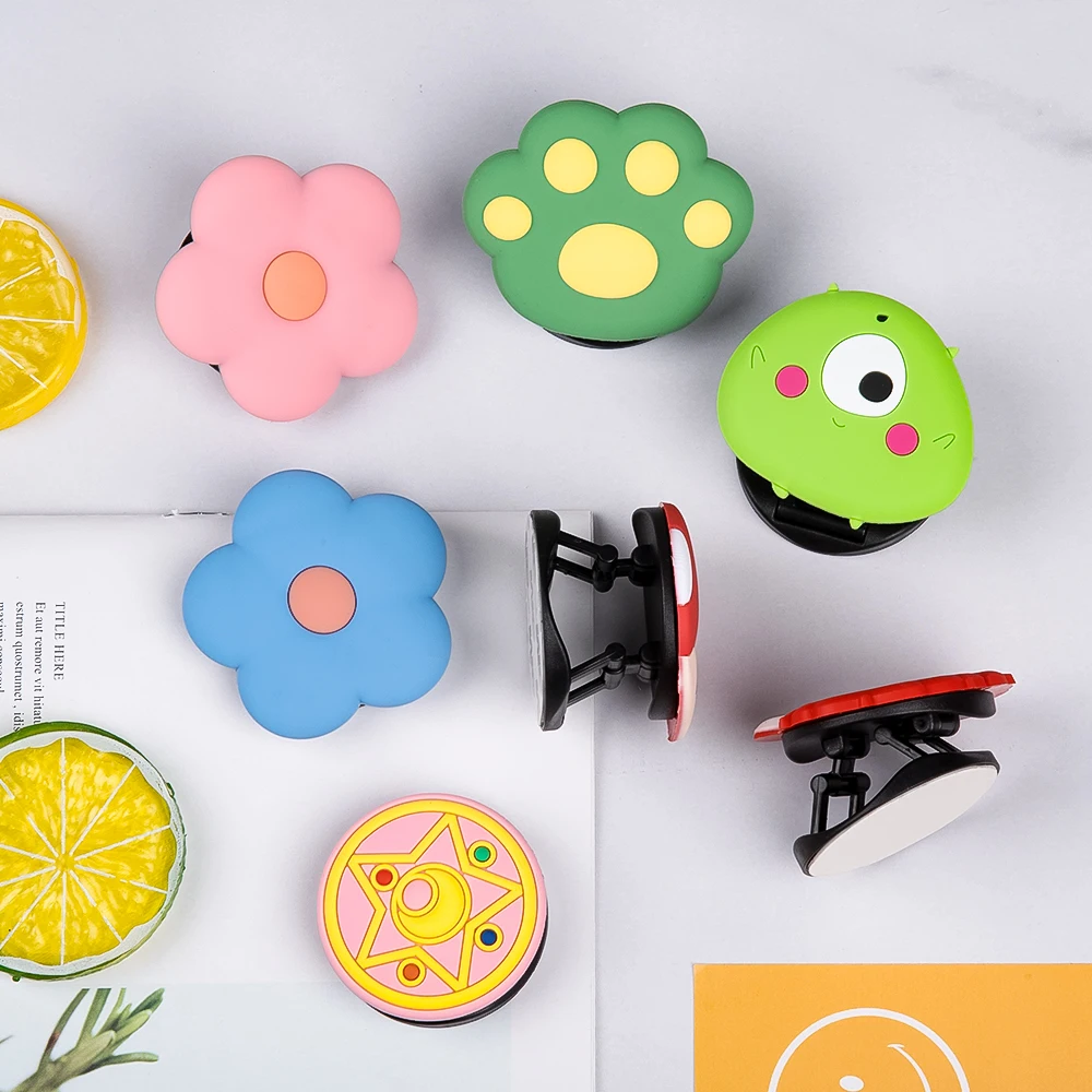 3D мультяшный Силиконовый складной держатель на палец для телефона Xiaomi Samsung