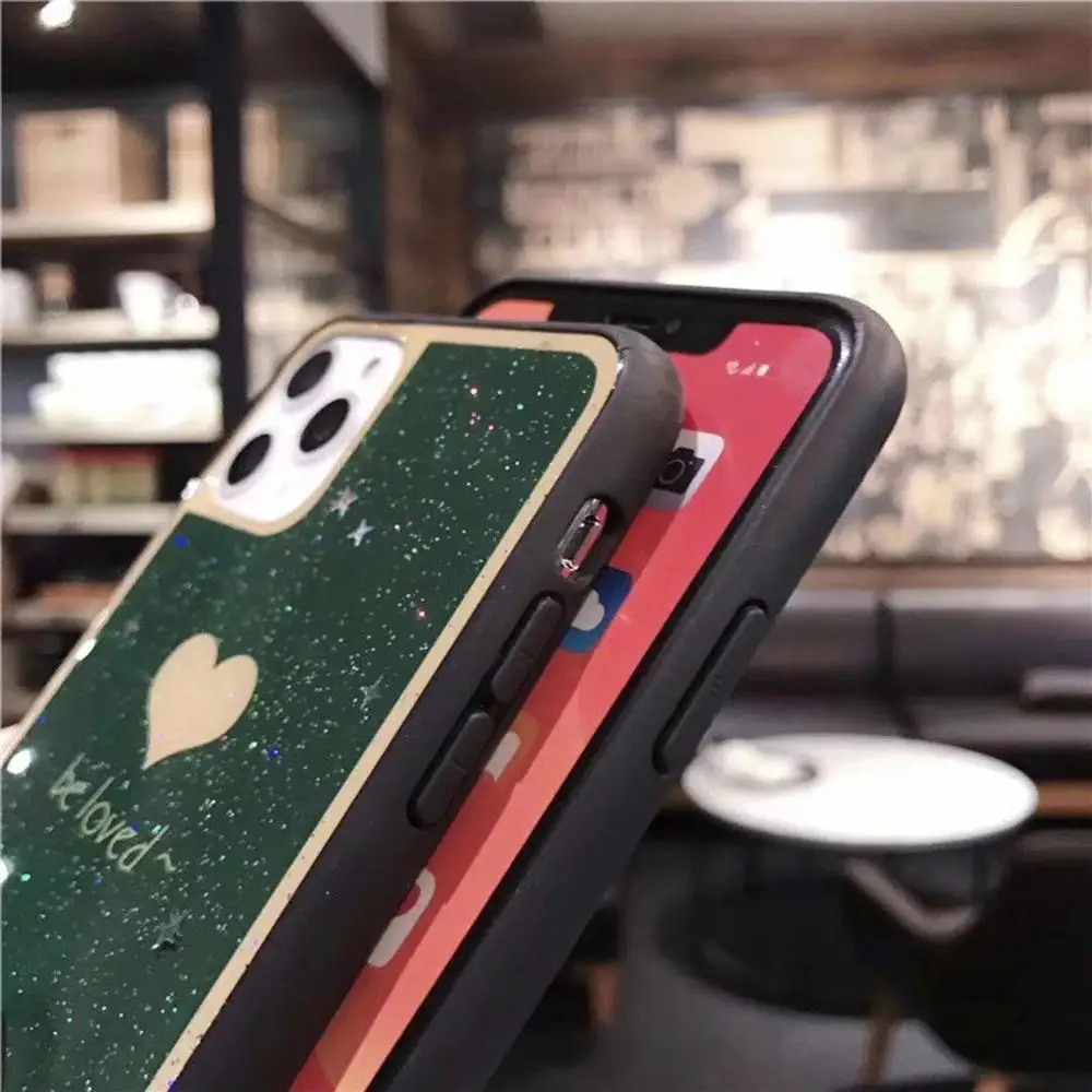 Мягкий силиконовый чехол для телефона iPhone 7 8 6 s Plus X XS XR 11 Pro Max блестящая эпоксидная