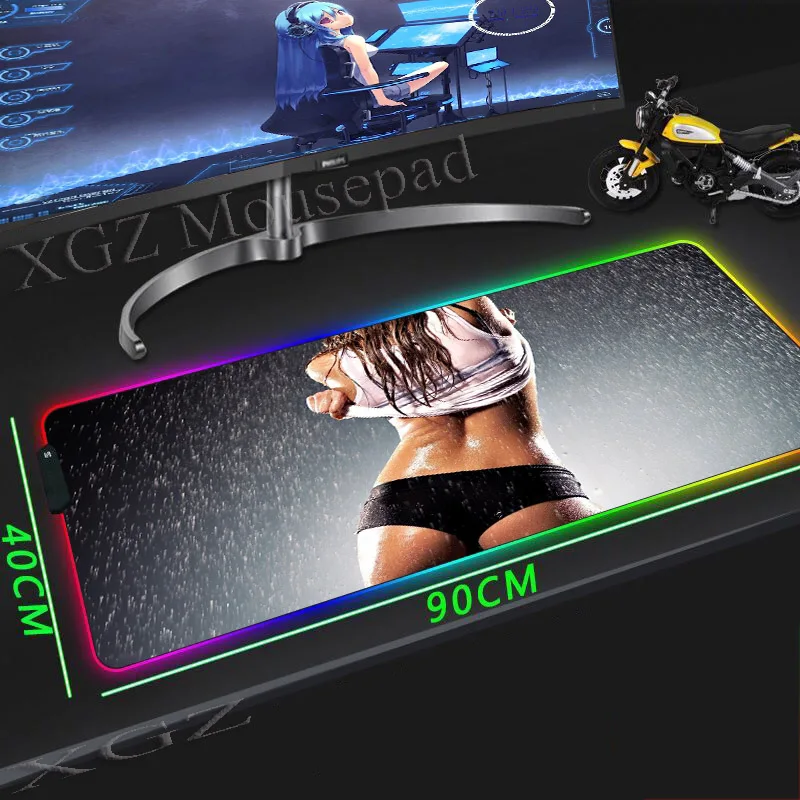 

Коврик для мыши XGZ с черными соблазнительными аниме брюками, большой коврик для компьютерного стола, нескользящий, размер Xxl