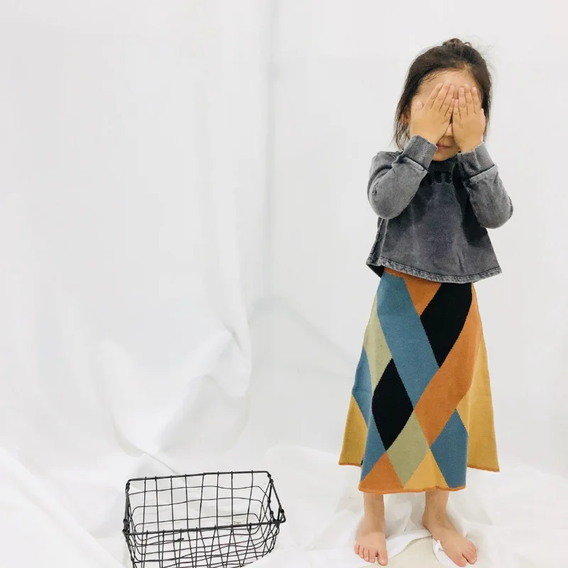 Детская юбка для девочек От 2 до 10 лет длинная трикотажная трапециевидной формы с