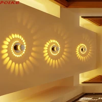 modern minimalist spiral hole wall light rgb light effect 3w aluminum wall lamps for party bar living room ktv home decoration