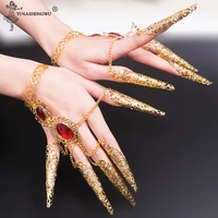 2pc indian thai golden finger jewelry for belly dance dancing finger cot costume new