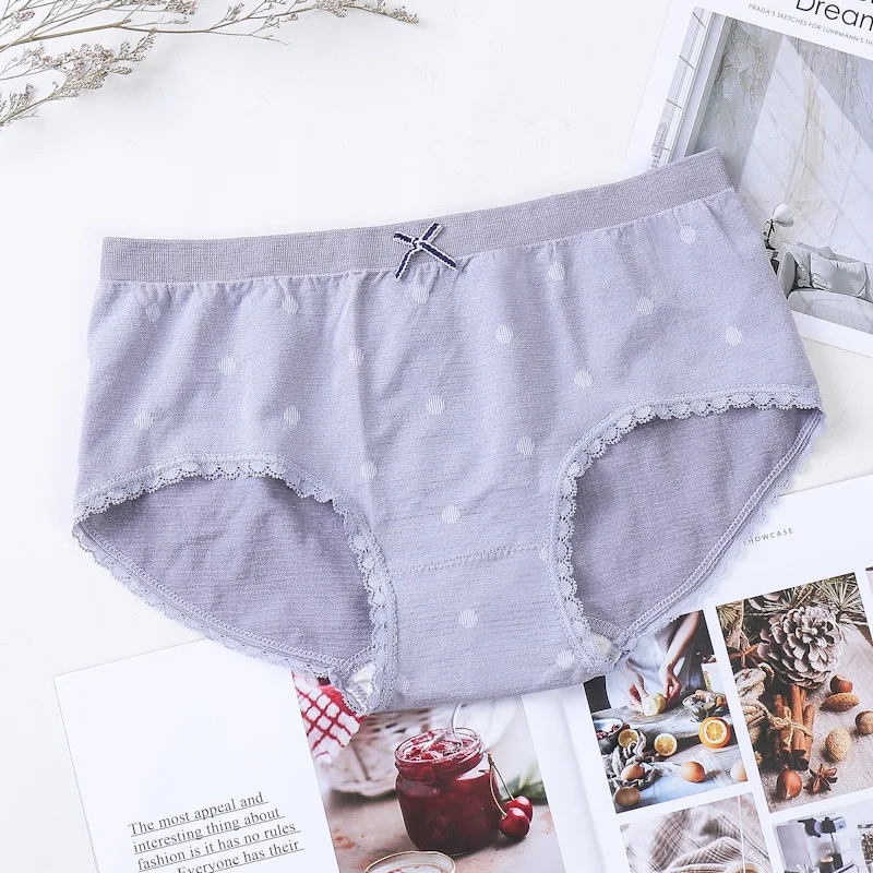 

New Style Hot Sale Mid-waist Women's Underwear Wave Point Breathable Sexy Bottoming Panties Comfortable Lace Edge Briefs Popular