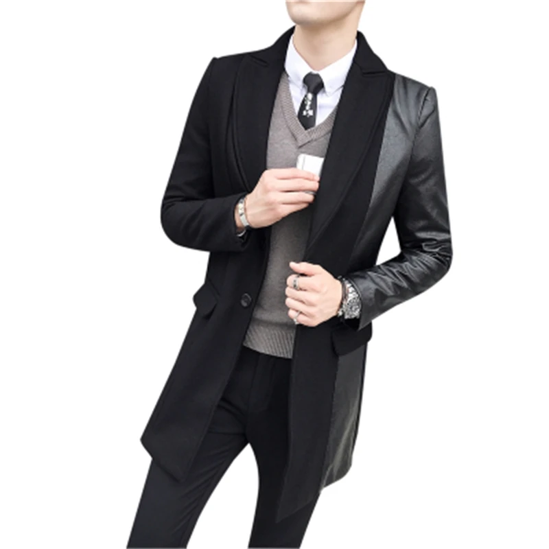 

leather Spring pair wallet men's motorcycle men's baseball collar men's wool trench coat 2020 quality Motorcycle Vest