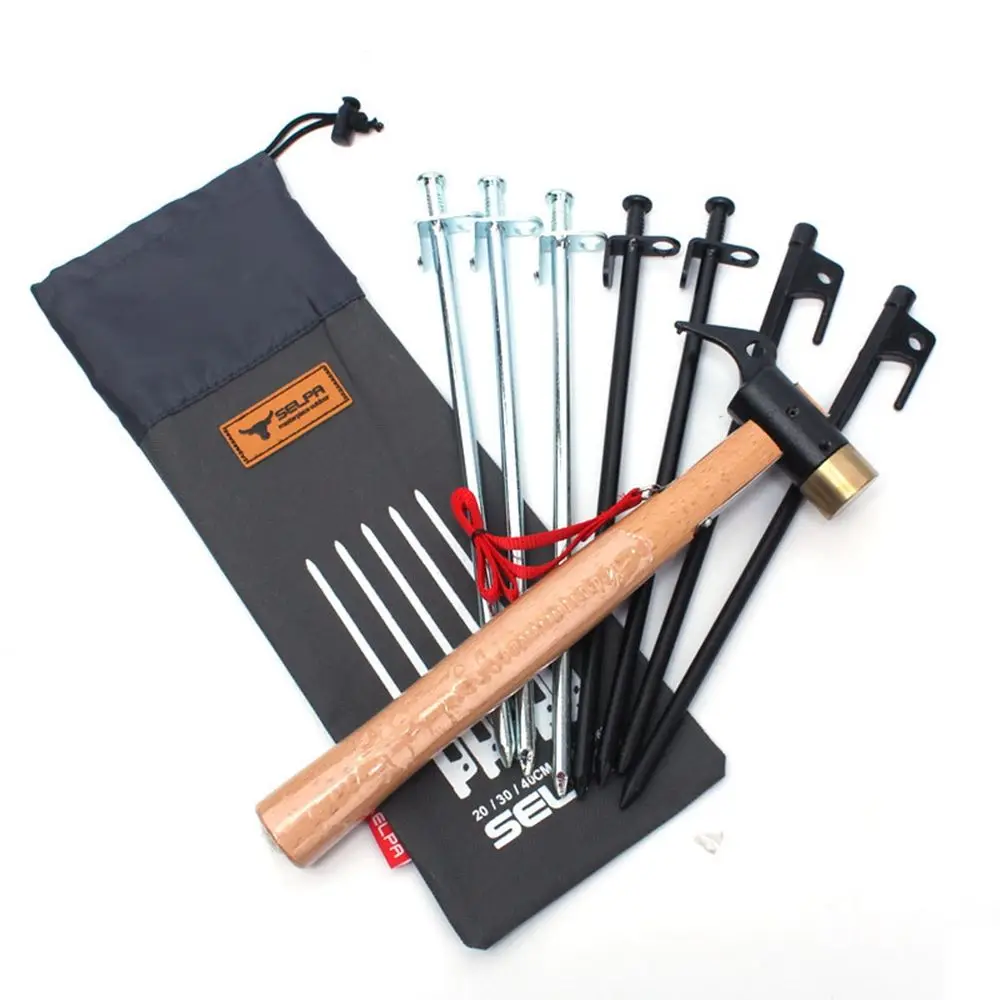 

Tent Pegs Bag Camping Accessories Hammer Wind Rope Tents Nail Storage Pouch Cover Case Travelling Supplies 20/30/40cm