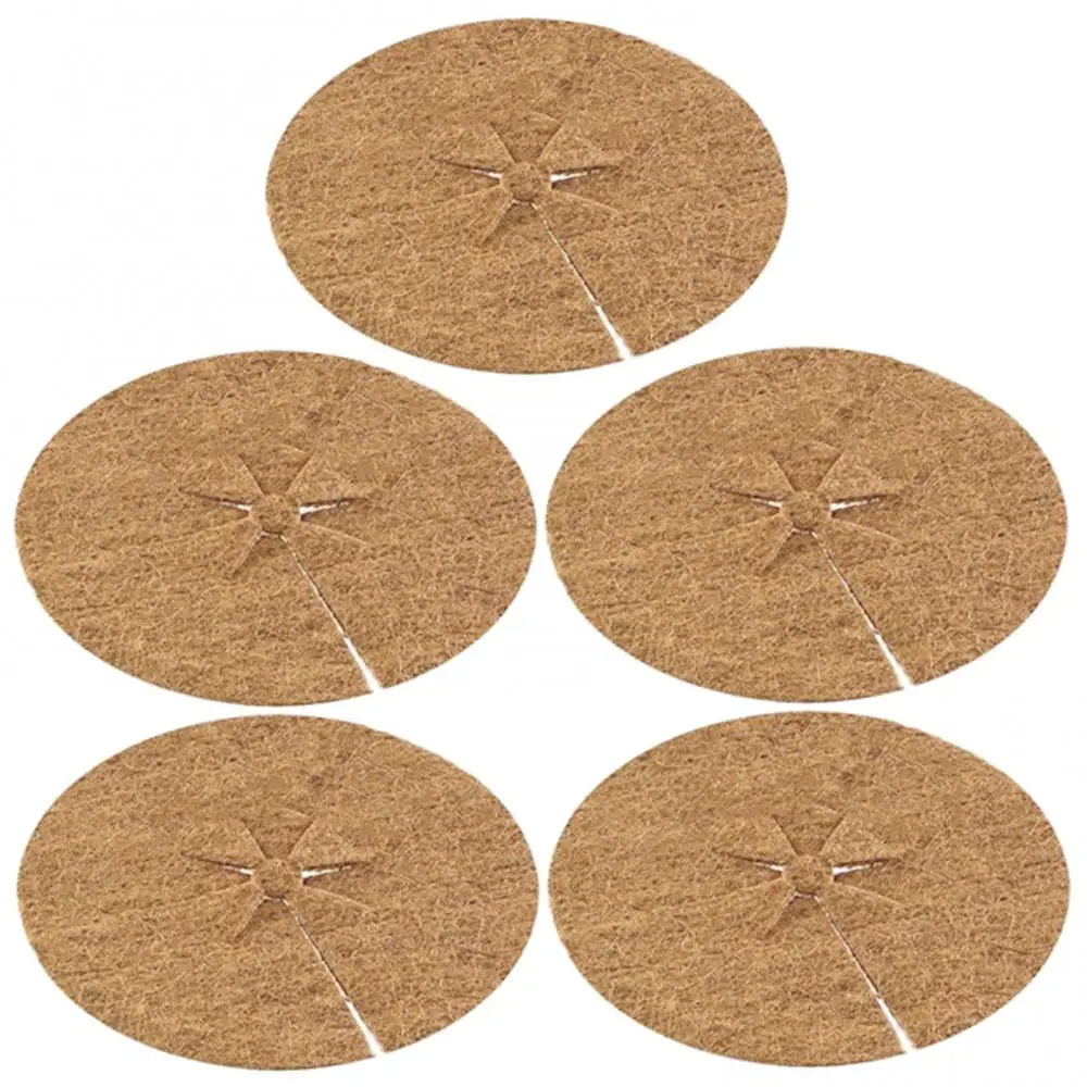 

5Pcs Durable Tree Mat Coconut Fibre Flowerpot Shelter Mat Heat Insulation Multi-use Round Tree Fence Cushion Grass Pad