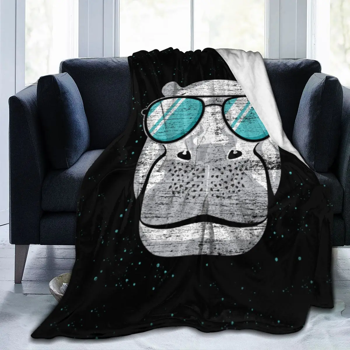 

Manta de franela con estampado 3D de hipopótamo, Sábana, ropa de cama, suave, cubierta de cama, decoración textil para el hogar